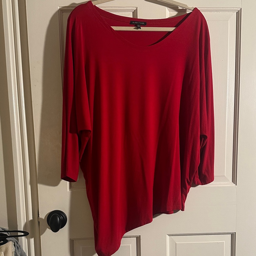 Eileen Fisher Bold Red Tunic Top